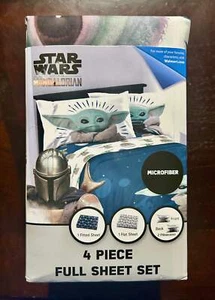 Star Wars Baby Yoda Powerful Child Kids Microfiber 4-Piece Full Sheet Set 25132 - Picture 1 of 3