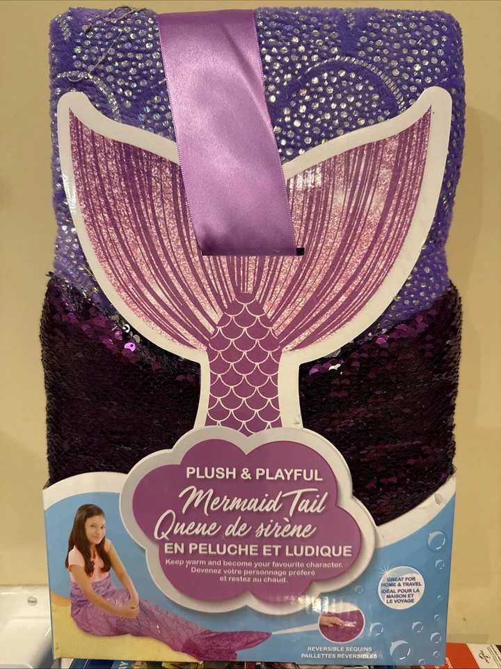 Cobertor para sofá cauda de sereia pelúcia e personagem brincalhão rabo de peixe roxo - Imagem 1 de 1