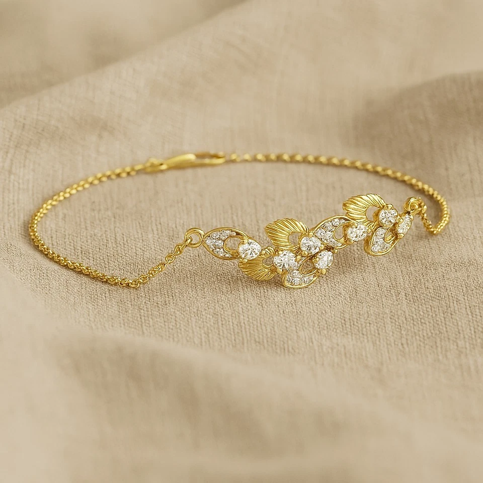 Lab Grown Diamond Bracelet 14K Solid Gold – April Birthstone # 1014 - Image 1 of 1