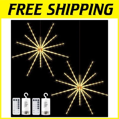 2 Pack LED Hanging Starburst Lights, Remote Control, 8 Modes - Image 1 of 4