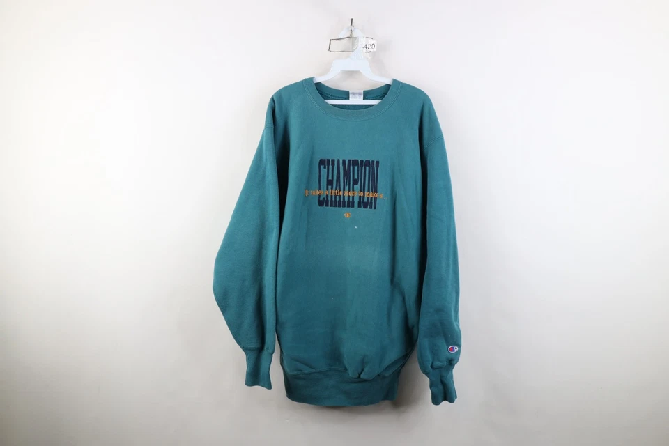 Sudadera De Colección Años 80 90 Campeón Tejido Inverso Para Hombres 2XL Golpeada Deletreada EE. UU. Foto 1 de 4