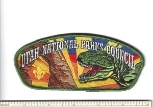 EM SCOUT BSA CSP UTAH NATIONAL PARKS COUNCIL DINOSAUR T REX ROCK ARCH PATCH FDL - Picture 1 of 1