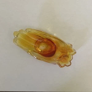 Vintage Degenhart Glas 70er Bernstein offene Hand Pin Schale Ohrring Ring Halter Aschenbecher - Bild 1 von 7