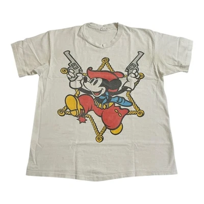 RARA Camiseta Vintage Gunslinger Vaquero Mickey Blanca Para Hombre L/XL Foto 1 de 4