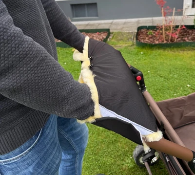 Kinderwagen Echt Lammfell Handwärmer schwarz Handmuff - Bild 1 von 2