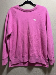 VictoriaSecret PINK Sweatshirt Crew Neck Pink Pull Over Crescent Dog Logo Size S - Picture 1 of 5