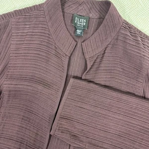 Eileen Fisher Silk Open Front Cardigan Womens PM Petite Ribbed Mock Neck L/S - Picture 1 of 9
