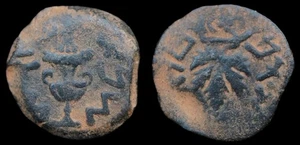 Judäa AD 66-70 Jewish Roman Rebellion War AE Prutah Coin Israel Æ Prutah. #602 - Bild 1 von 3