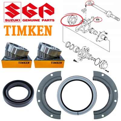 OE KINGPIN BEARING SWIVEL SEAL KIT FOR SUZUKI JIMNY 1998+ FRONT AXLE REBUILD - Image 1 of 4