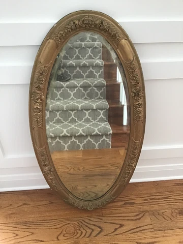 Shabby Antique Oval Barbola Roses Large Mirror gesso italian french 46x24 Cover