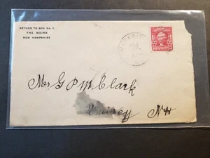 The WEIRS, MEREDITH to QUINCY, NH 1908 Postal History Cover - Picture 1 of 2