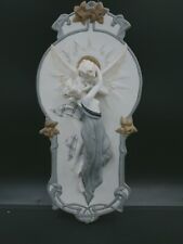 Superbe Plaque murale Biscuit porcelaine Jeune femme & Ange Art Nouveau 1900 N°2