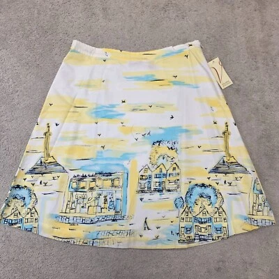 Falda Valerie Stevens Mujer Línea A Romántica Ciudad Amarillo Blanco Forrada 14 NUEVA Foto 1 de 4