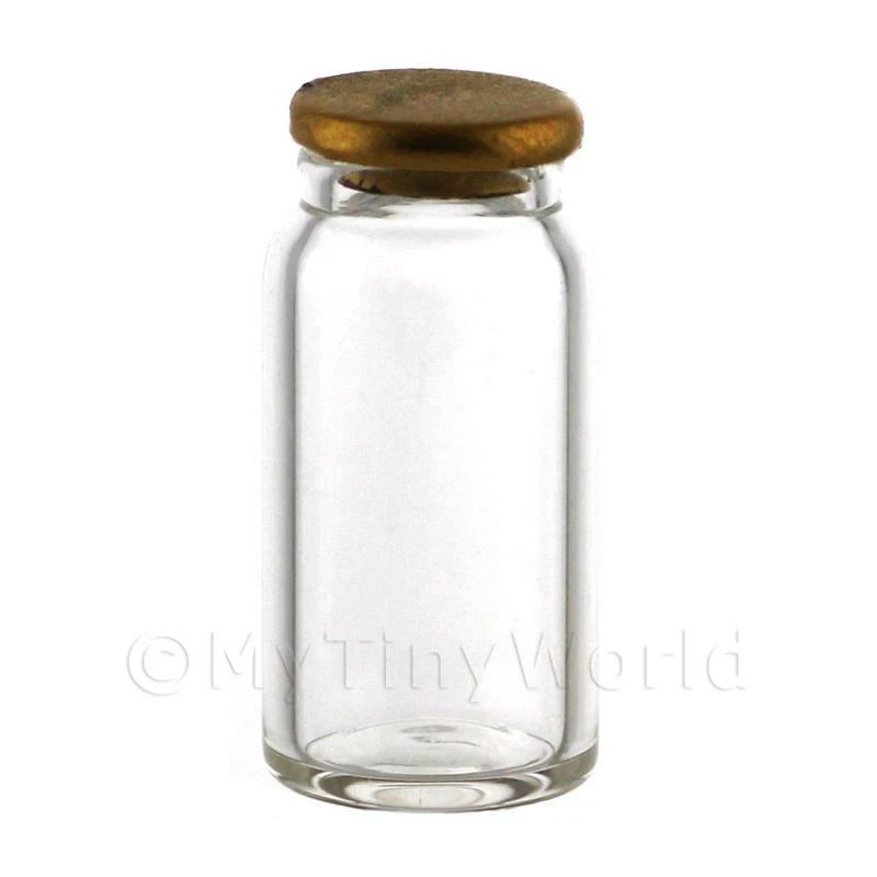 Dolls House Miniature Large Hand Blown Clear Storage Jar With Metal Lid  - Image 1 of 1