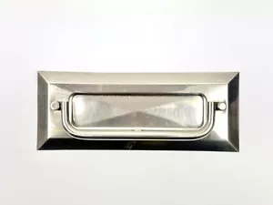 Vintage 1955 Chrome Letterbox Flap with Pull Handle Mid-Century Metal Mail Slot - Picture 1 of 14