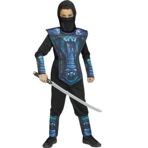 Boys Blue COBRA NINJA warrior Halloween Costume Size Sm 4/6 M 8/10 L 12/14 NWT - Picture 1 of 3