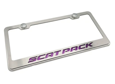 Фиолетовая рама номерного знака из углеродного волокна инкрустация Dodge SCAT PACK нержавеющая сталь - Изображение 1 из 4