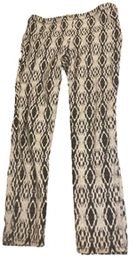H&M Snake Print Pants Black White Skinny Leg 12 Side Zip Stretch Cotton Cropped - Picture 1 of 9