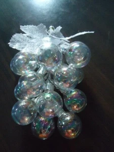 Clear Iridescent 15 Ball Grape Cluster Ornament 5” X 3” DOES NOT HANG - Picture 1 of 5