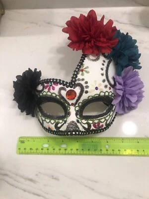 Day of the Dead Part oak Face Skull Skeleton Halloween Costume Masquerade Mask - Image 1 of 4