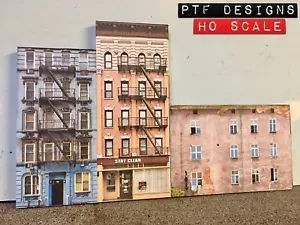 HO Scale Apartment #1 Combo Building Flat / Front 3D Background - Picture 1 of 10