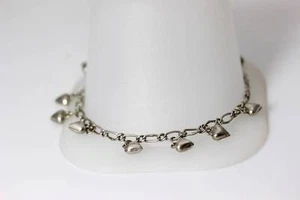 CUTE! Great gift!! Sterling Silver Puffy Heart Charm Bracelet 8” - 6538 - Picture 1 of 4