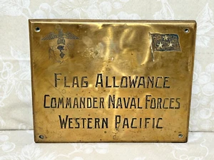 Placa de asignación de bandera de latón comandante de las fuerzas navales del Pacífico occidental - Imagen 1 de 13