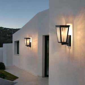 Solar Wall Lamp Home Wall Light Yard Waterproof Garden Black Outdoor Wall Lights - Picture 1 of 10