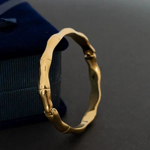 Elegantes Damen Armband Armreif aus Edelstahl – Bambus-Design Goldfarben Neu - Bild 1 von 5