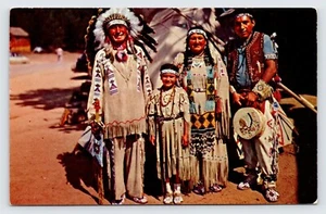 Chief Running Horse and Family, Indian, Native American Postcard c1955  P7 - Picture 1 of 2