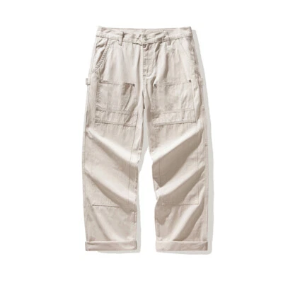 Pantalones de carga vintage de varios bolsillos del ejército holgados de trabajador ferroviario para hombre Foto 1 de 4