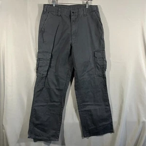 Genuine Dark Charcoal Grey Men's Pants 34x32 Relaxed Fit Straight Leg Cargo Work - Picture 1 of 5