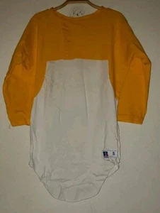 Vintage Russell Baseballshirt sportlich gelb weiß Nylonmischung Raglan klein USA0 - Bild 1 von 3