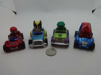 MGA Marvel Diecast Car Set de 4 - 2 Spiderman, Wolverine y Hulk - Suelto y Como Nuevo Foto 1 de 4