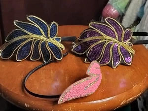 Headband Lot Sequins Colorful Pink Blue Purple Beaded Y2K - Picture 1 of 10