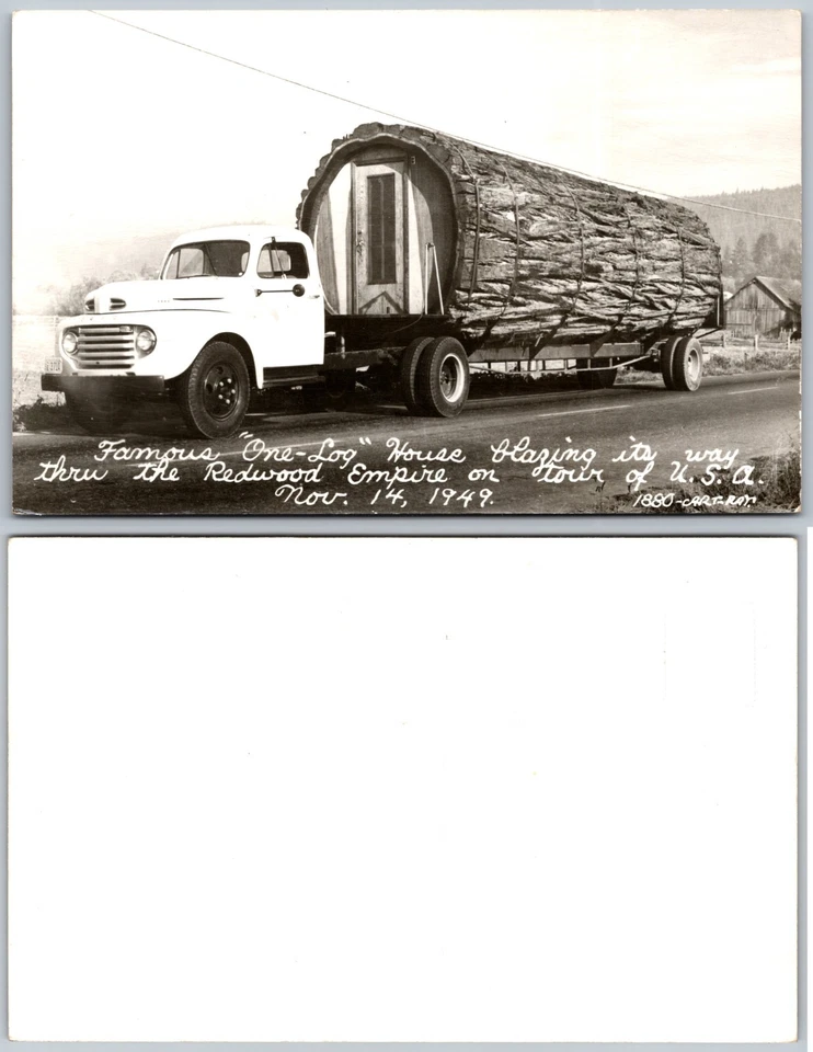RPPC One Log House Redwood Empire Photo Postcard - Image 1 of 1