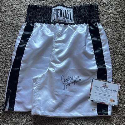 Baúles de boxeo Everlast firmados por Jake LaMotta con certificado de autenticidad “Raging Bull” campeón de la corte Foto 1 de 4