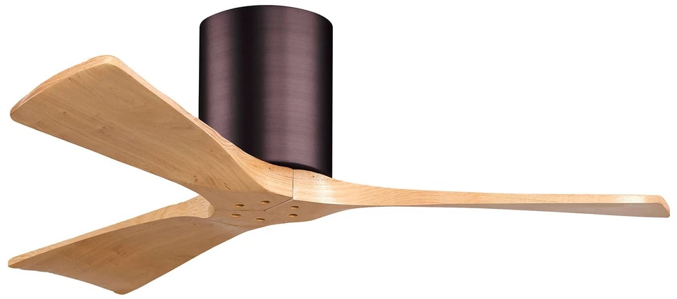 42" Irene-3H Brushed Bronze and Light Maple Hugger Ceiling Fan - Image 1 of 1