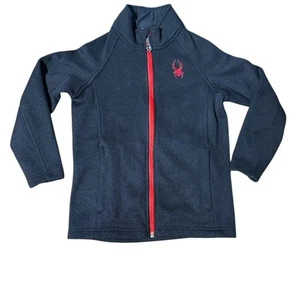 Spyder Jacket Youth Boys Sz S 7/8 Black Red Long Sleeve Full Zip Fleece Outdoors - Picture 1 of 4