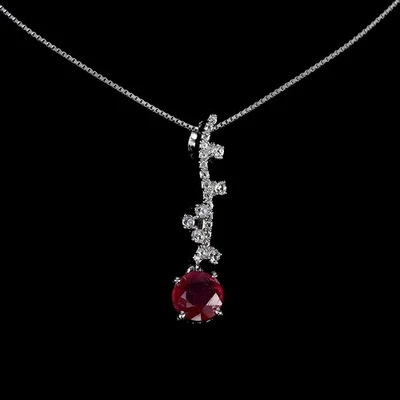 925 Sterling Silver Necklace Round Ruby 6mm Topaz Gemstone Jewelry 18 Inch - Image 1 of 4