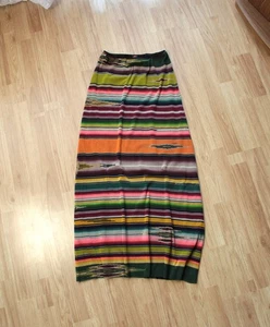 Jean Paul Gaultier Soleil Fuzzi Striped Maxi Skirt Multicolor Boho Gypsy Size L - Picture 1 of 7