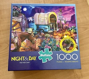 Puzzle buffalo night & day Wild West camp 1000 pieces - Picture 1 of 3