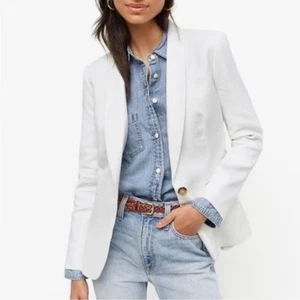 J. Crew Classic White Blazer PARKE single button linen blend size 12 - Picture 1 of 13
