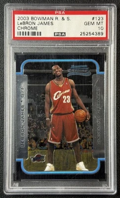 ЛЕБРОН ДЖЕЙМС PSA 10 2003-04 БОУМЕН ДЕБЮТАНТ И ЗВЕЗДЫ БАСКЕТБОЛ #123 ХРОМ RC - Изображение 1 из 2