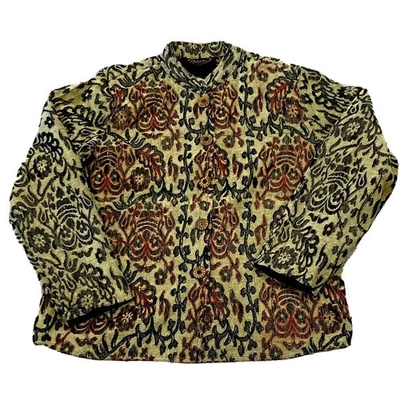 Womens Blazer Large Floral Embroidered Tapestry Jacket Holiday Cottagecore Boho  - Image 1 of 4