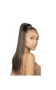 Equal Yaky Synthetic Dark Brown Clip In Drawstring Straight 14” Hair Ponytail - Picture 1 of 4