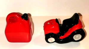 Cracker Barrel Mini Red Lawn Mower and Gas can salt & Pepper Shakers - Picture 1 of 5