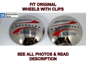 Pair Stainless Steel Clip Style Hubcaps for 1941-1948 Chevrolet - Picture 1 of 8