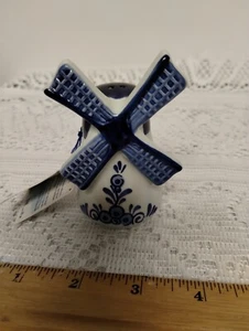 3" Blue &White Delftware "Windmill" Salt Shaker. Hand Painted made in Holland. - Picture 1 of 5