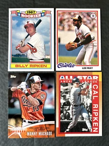 Billy Ripken 'RC' 1987, Lee May 1978, Machado 2014, Cal Ripken Jr 1990, Orioles - Picture 1 of 6